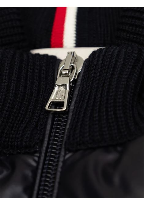 Cardigan Imbottito In Lana Blu Con Zip MONCLER ENFANT | 951-9B00002 M1131742